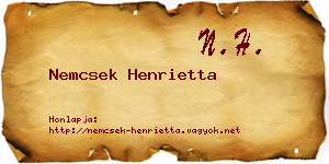 Nemcsek Henrietta névjegykártya